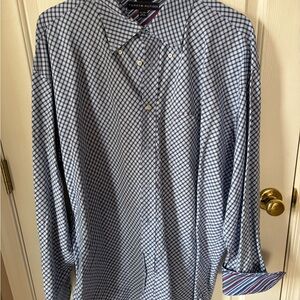 Tommy Hilfiger Men's Navy and White Plaid Shirt